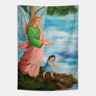 Angel protecting a child Tapestry