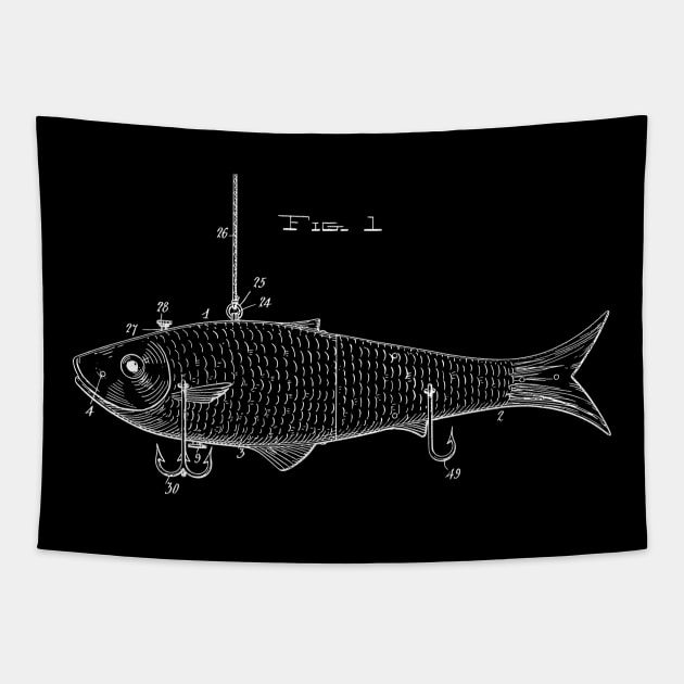 Fishing Lure Patent Print 1908 Tapestry by MadebyDesign