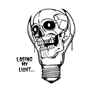 skull losing the light black and white T-Shirt