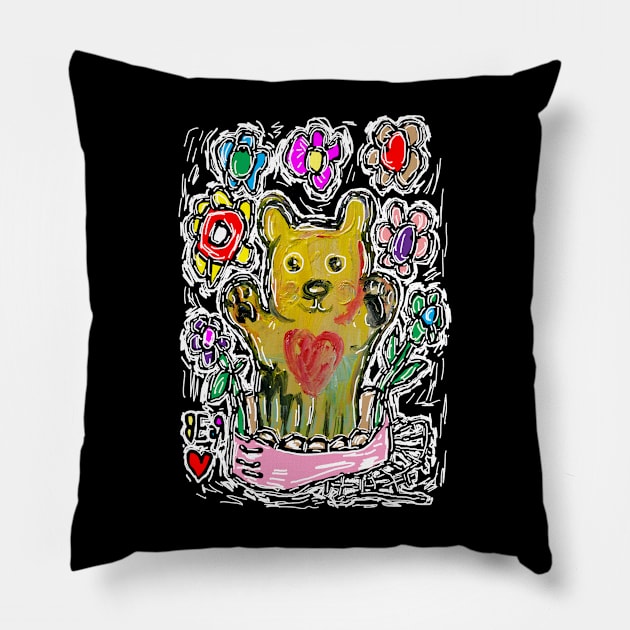 Bear Flower Pillow by martinussumbaji