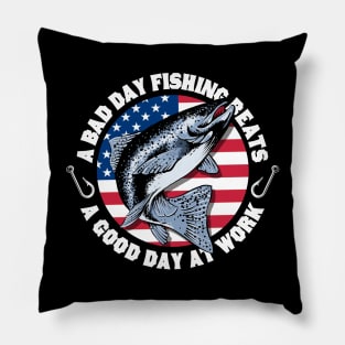 USA Patriotic Trout Fishing Pillow