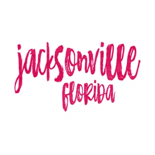 Jacksonville Florida - FL State Paint Brush Retro Red/Pink College Typography T-Shirt