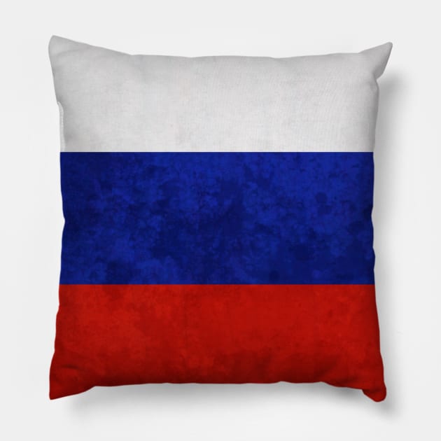 A grunge looking distressed Rusian flag of Russia Pillow by Guntah