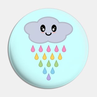 Kawaii Cute Raining Rainbow Rain Cloud in Blue Pin