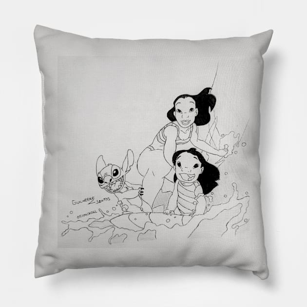 Lilo & Stitch - Ohana / Pillow by caffeineandpeace