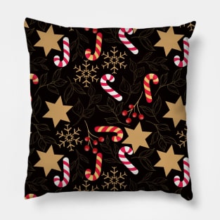 Gold leaves and Christmas ornaments Pillow