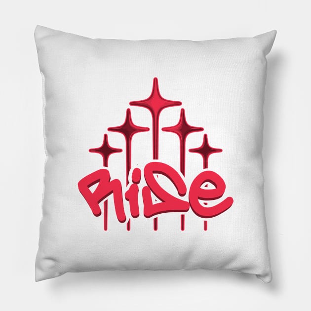 rise red star spark lettering word art Pillow by idbihevier