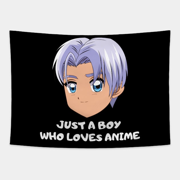 Just A Boy Who Loves Anime Japanese Gift Tapestry by wapix