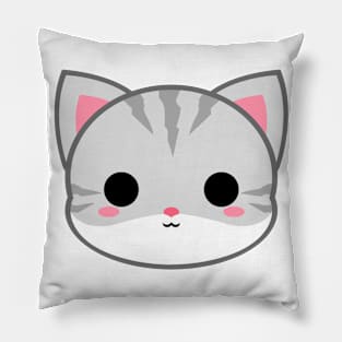 Cute Light Grey Cat Pillow