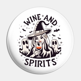 Wine and Spirits Halloween Witch Pin