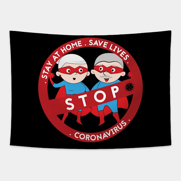 Stop coronavirus - seniors 2 Tapestry by grafart