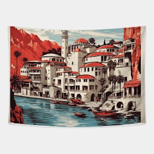 Antalya Turkey Vintage Retro Travel Tourism Tapestry