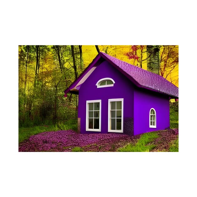 Purple Color House in Forest Art by Designso