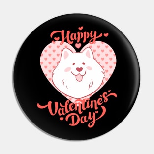 Happy valentines day cute samoyed dog illustration Pin