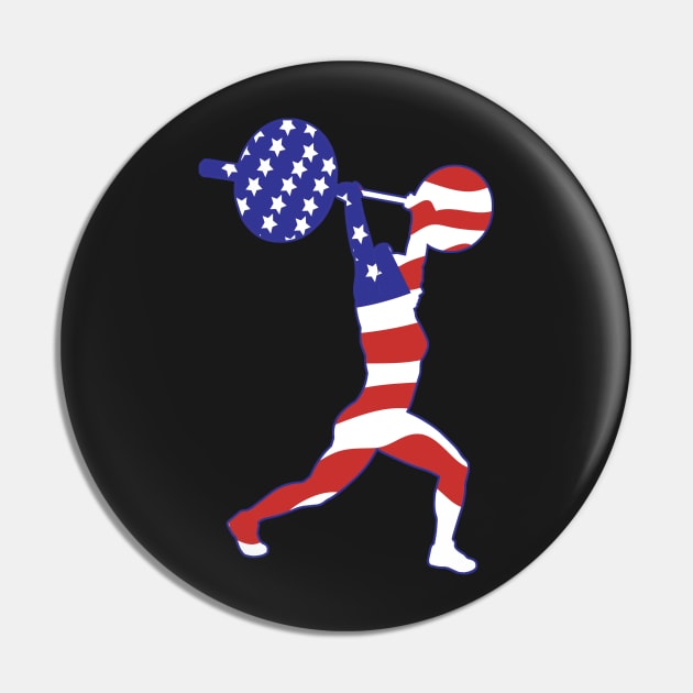 Weightlifting Clean and Jerk USA FLAG Pin by SusanaDesigns