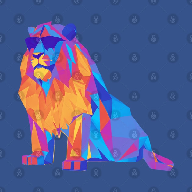 Cool Low Poly Lion wearing Sunglasses by Artist Rob Fuller