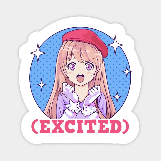 Cute Excited Anime Girl Funny Excited Face Magnet by theperfectpresents