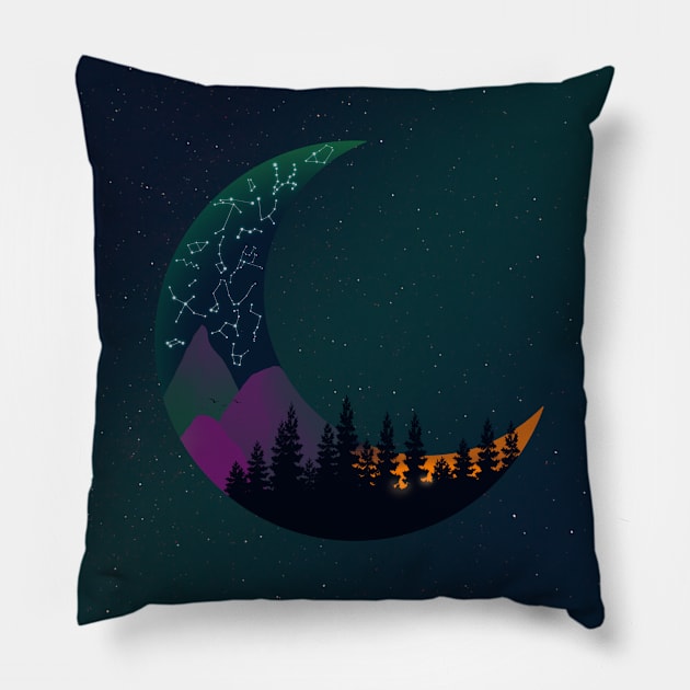 Moon Constellations - End Of The Day Version 2 Pillow by Lumos19Studio