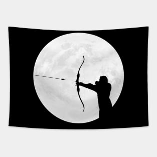 Archer Silhouette in Full Moon Tapestry