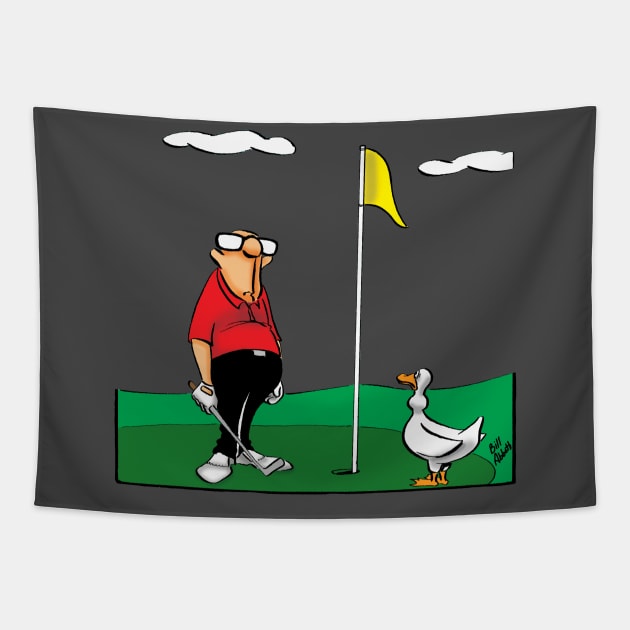 Funny Spectickles Golf Goose Cartoon Humor Tapestry by abbottcartoons