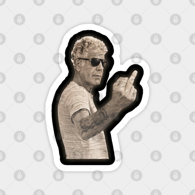 anthony bourdain Magnet by small alley co