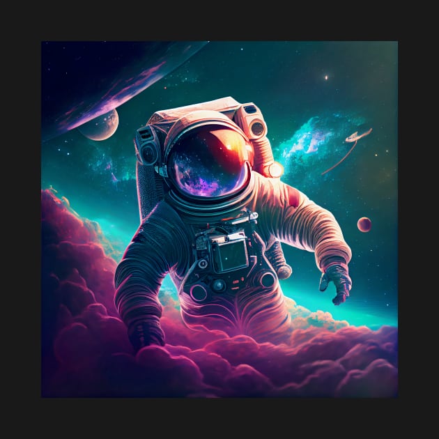 Floating Astronaught in purple spacedust by lightsonfire