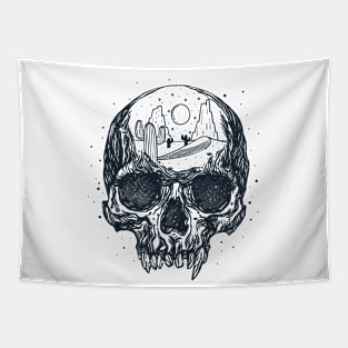 Space Skull Desert Esoteric Cosmos Tapestry