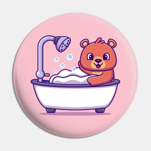 Cute Bear Bathing Shower In Bathtub Pin