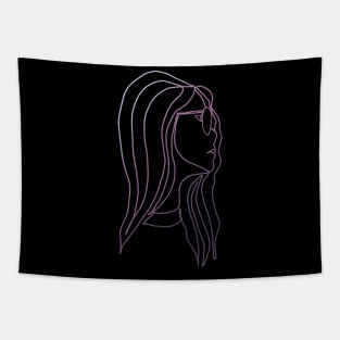 One Line Art - Girl Portrait Tapestry