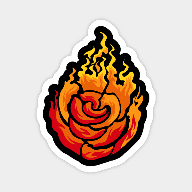 Flame Rose Fire Flower Magnet by Dennisbani