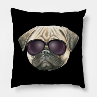 Funny pug, Cute french bulldog with glasses Pillow