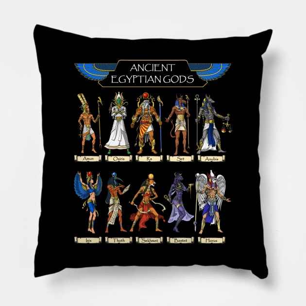 Ancient Egyptian Gods Pillow by underheaven