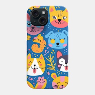 Whimsical Animal Faces Pattern Phone Case