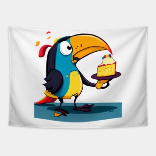 Toucan Eats Birthday Cake Tapestry