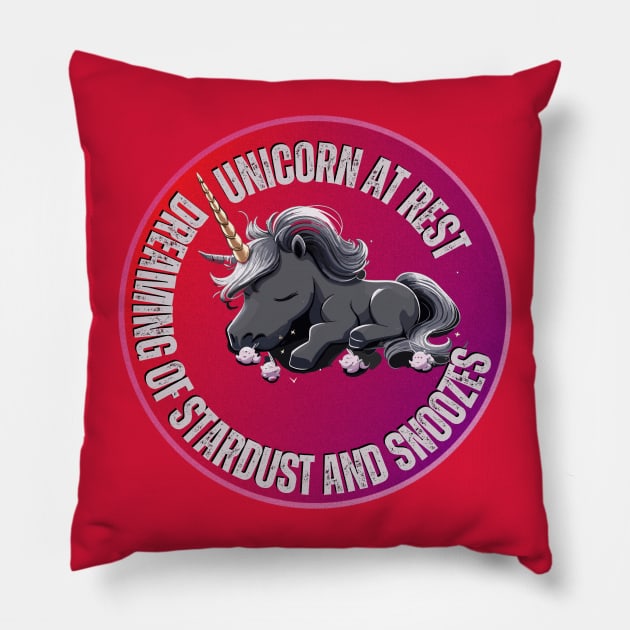 "Unicorn at Rest: Dreaming of Stardust and Snoozes!" Pillow by WEARWORLD