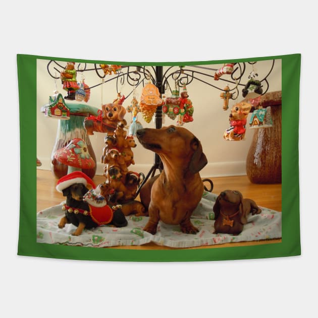 Christmas Dachshund (Version 2) Tapestry by DebiCady