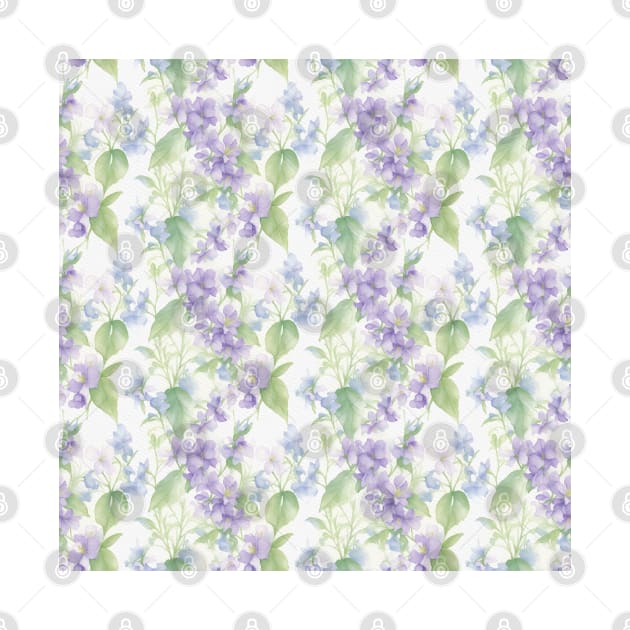 Wild Violet Flowers Watercolor pattern by Victoria's Store