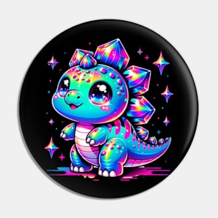 Baby Stegosaurus Cute Neon Kawaii Dino Chibi Pin