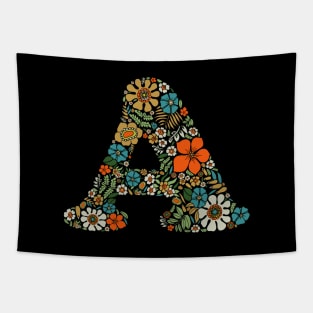 Hippie Floral Letter A Tapestry