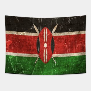 Vintage Aged and Scratched Kenyan Flag Tapestry