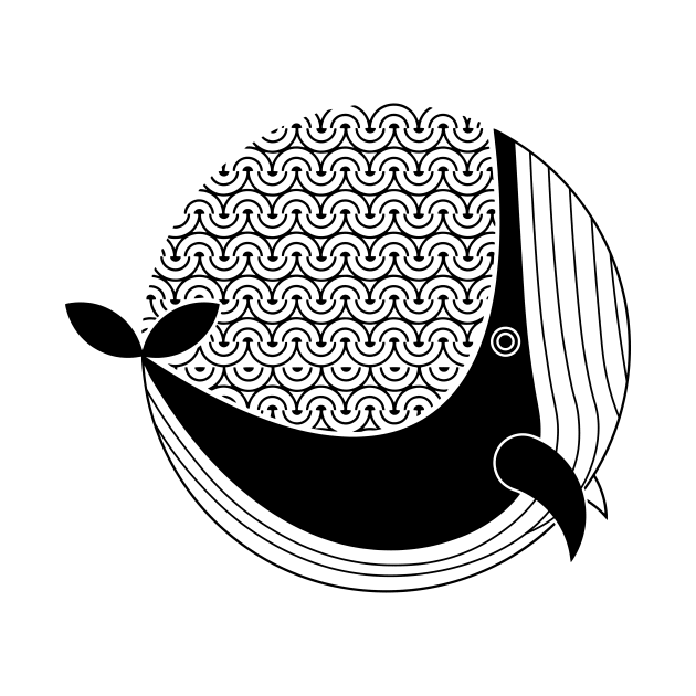 Ocean Whale in Sea Wave Patterns by arcanumstudio