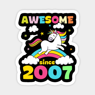 Cute Awesome Unicorn Since 2007 Funny Gift Magnet