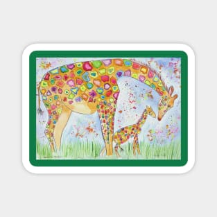 Colourful Giraffe Love Magnet