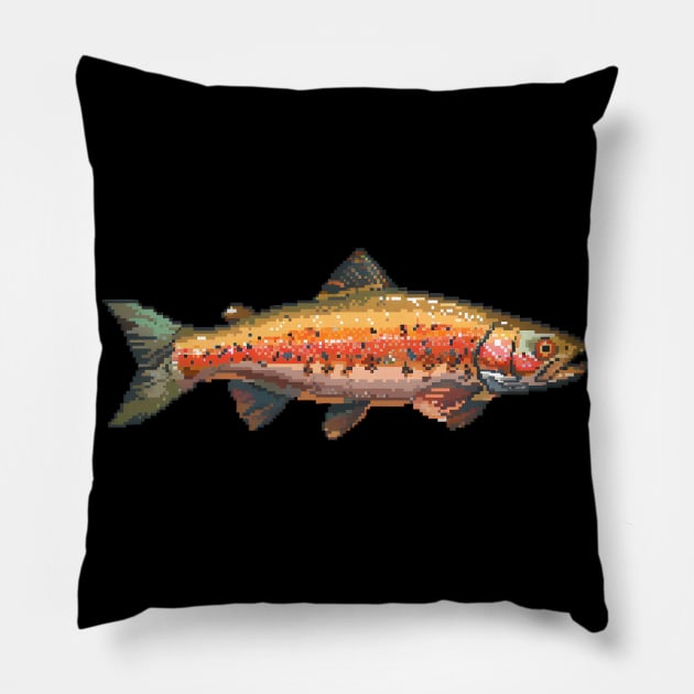 Pixelated Trout Artistry Pillow by Animal Sphere