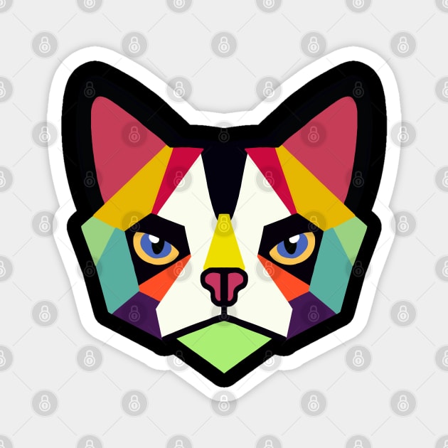 Geometric Cat Face Big Ears Magnet by wildjellybeans