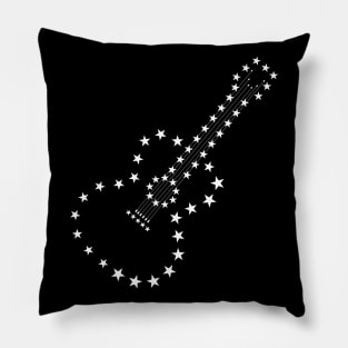 Acoustic guitar made of stars white Pillow