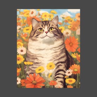 Feline Garden Delight: Cats Amongst a Bouquet of Blooms - Sheppy T-Shirt