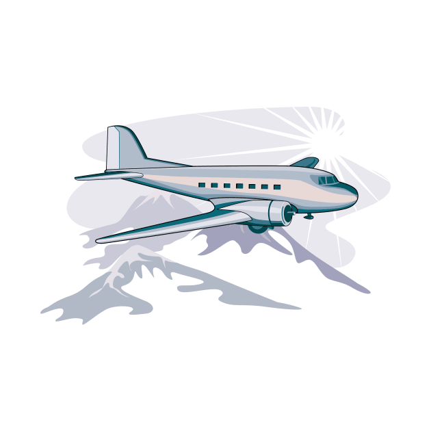 Propeller Airliner Flying Retro by retrovectors