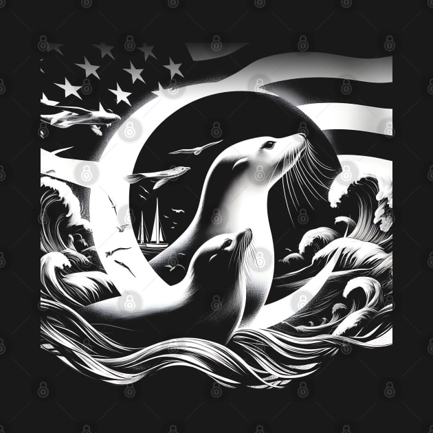 Solar Eclipse Of April 8 2024 Seal Lover Sea by click2print