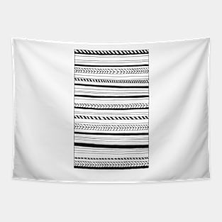 Abstract Black Lines Pattern Tapestry